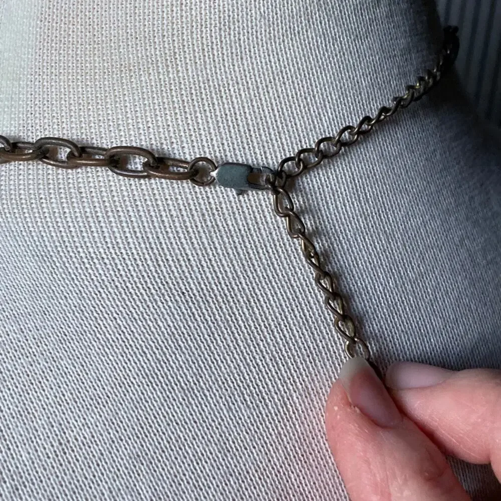 Bronze tone yellow accent long necklace